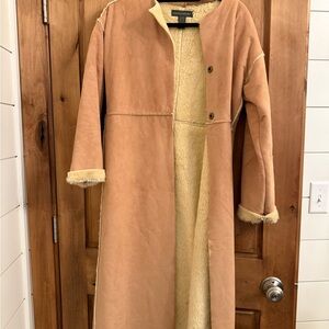 Banana Republic Tan and Cream Faux Fur Coat